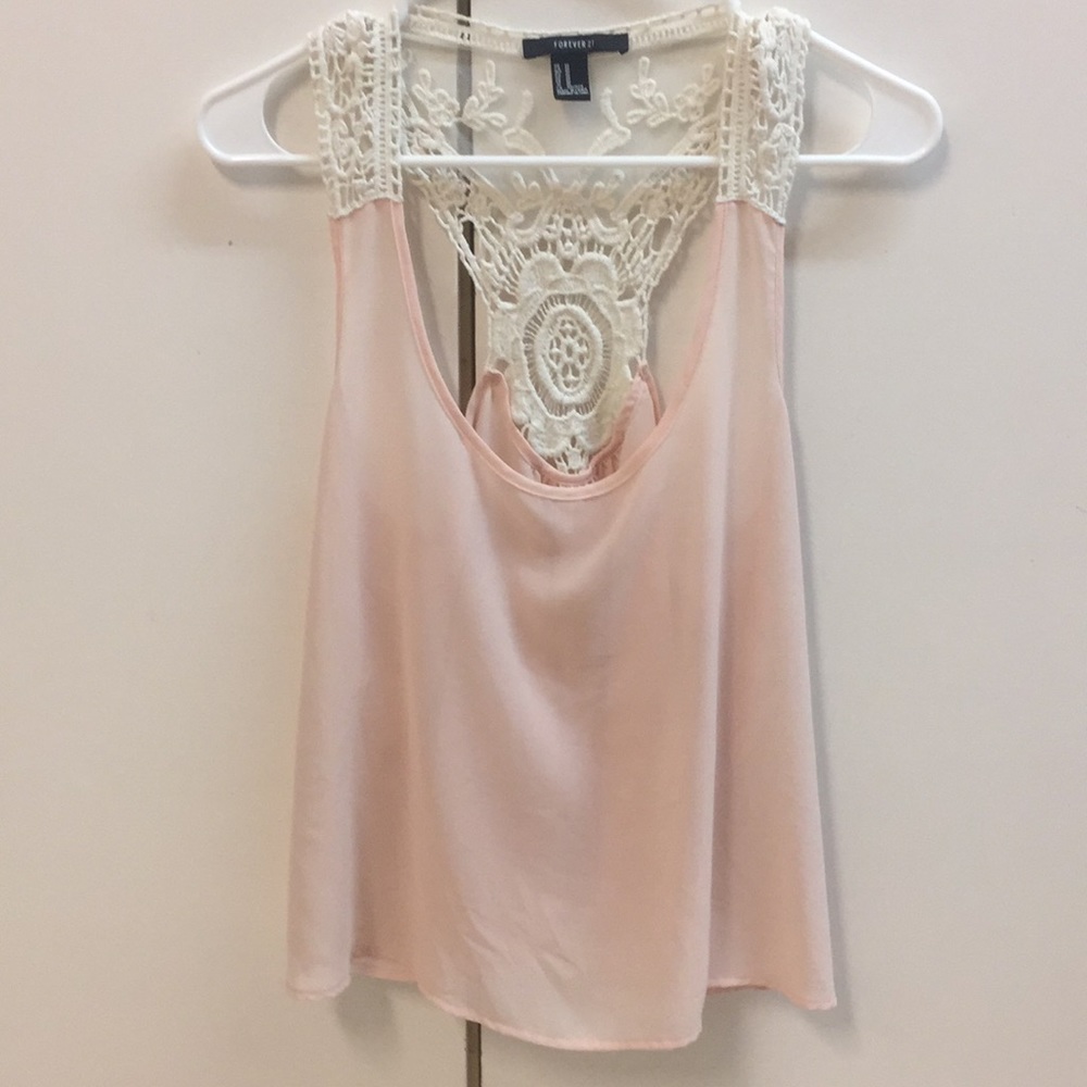Forever 21 brand light pink top with crocket back